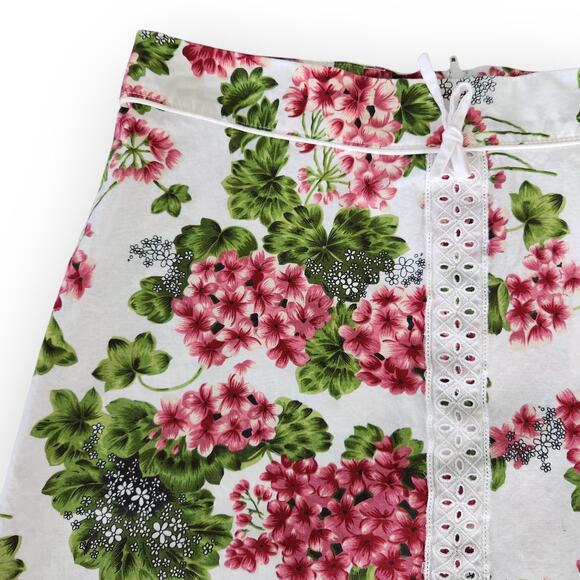 Y2K Speechless Pink Green Geranium Floral A-Line Skirt Stretch Cotton Size 6 - Picture 2 of 8